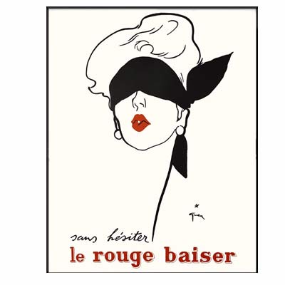 Affiche célèbre de René Gruau - Rouge Baiser